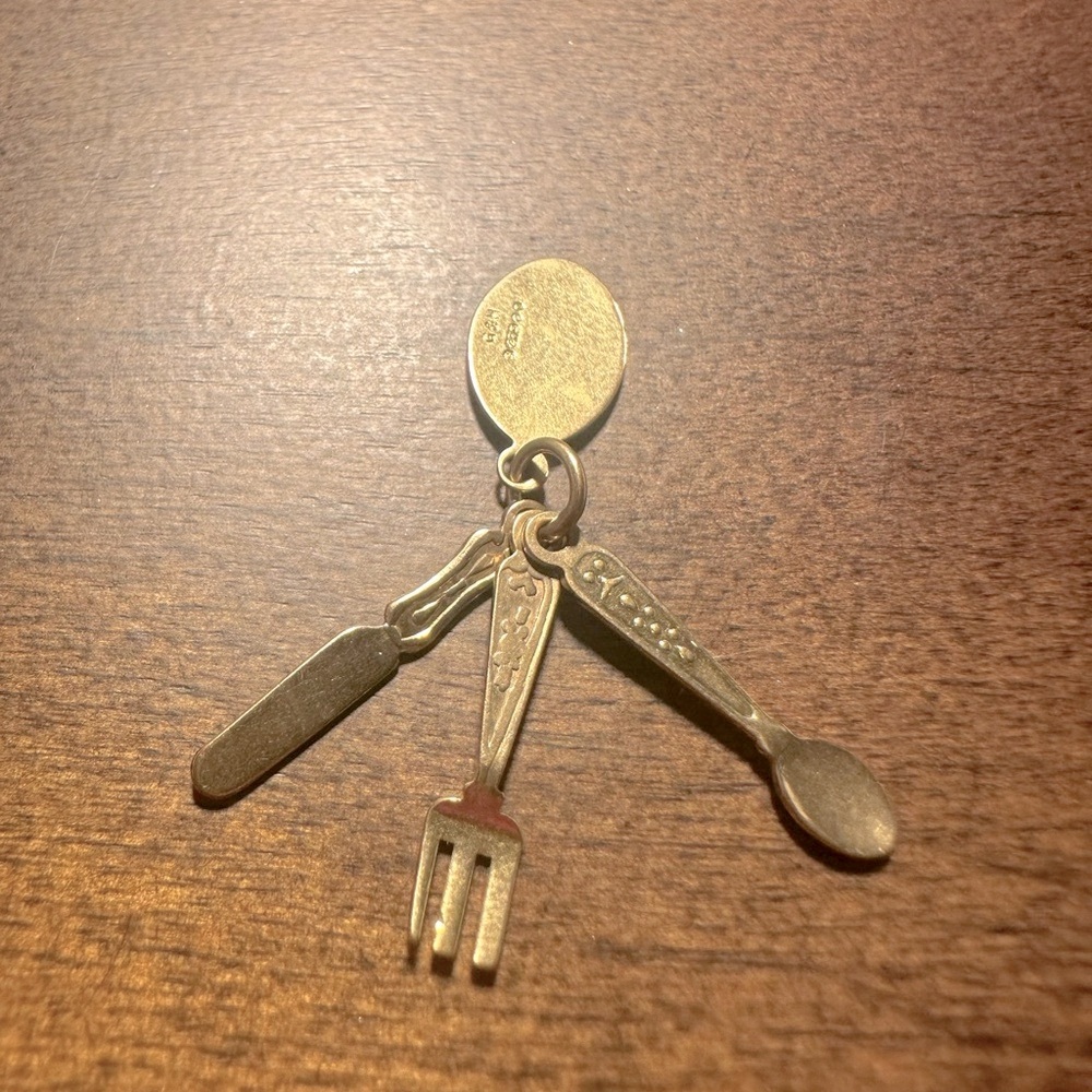 9K Spoon Fork Knife Gold Charm Bundle